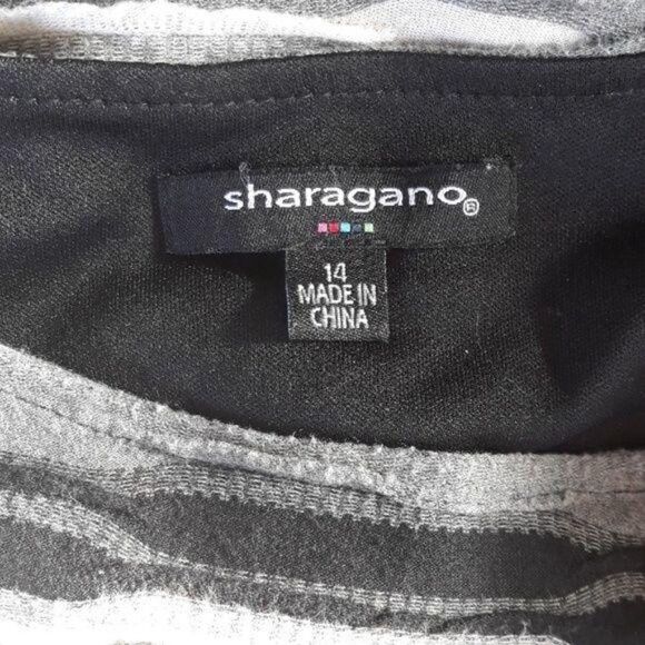 Sharagano Dress Shirt Quilted Bandage Midi Textured Striped Grunge Gray Sz 14 - Picture 3 of 8